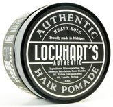 Lockhart's Heavy Hold pomade jar closeup showing rich texture and strong grip