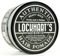 Lockhart's Heavy Hold pomade jar closeup showing rich texture and strong grip