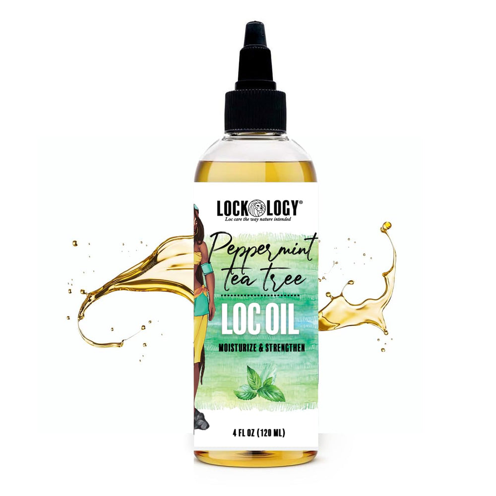 Lockology Peppermint Tea Tree Loc Oil bottle ready for quick loc refresh and scalp care.