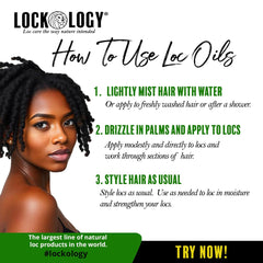Lockology Peppermint Tea Tree Loc Oil on locs moisturizes and conditions dry ends.