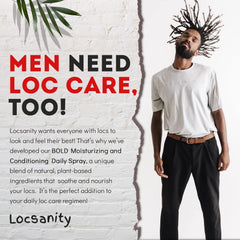 Locsanity Bold Moisturizing Loc Spray application on locs demonstrates easy spritz for refreshed hair.