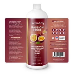 Locsanity passion-fruit scalp hydration spray delivers scalp moisture for healthy-looking locs.