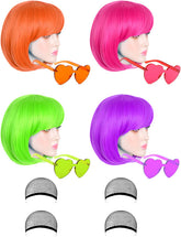 LOHO MAGICA neon orange short bob wig for bold party looks and photos.