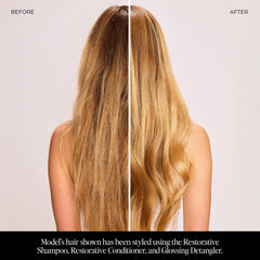 LolaVie Restorative Conditioner application on mid-lengths demonstrates even distribution.