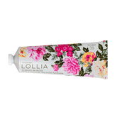 LOLLIA Always in Rose handcreme bottle shows rose-hibiscus fragrance for light hydration