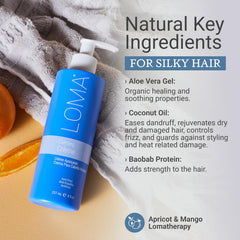 Loma Calming Crème frizz-control close-up highlights lightweight leave-in nourishment.