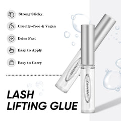 Lomansa Lash Lift Glue close-up shows fast-drying action with minimal residue.