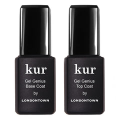 LONDONTOWN Kur Gel Genius Set base coat close-up for durable nail foundation and smooth color grip.