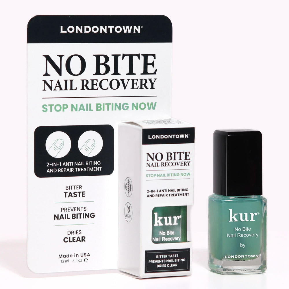 LONDONTOWN No Bite Nail Recovery bottle pour shows easy daily application.