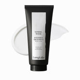 LONGTAKE Sandalwood Treatment bottle front highlights anti-frizz and softness benefits.