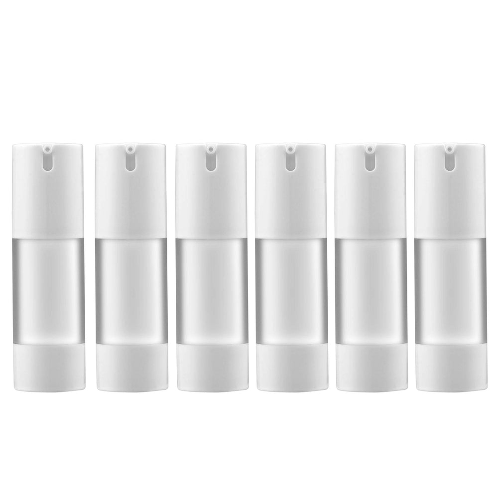 Longway 1oz airless bottle with closed cap for secure travel-ready storage.