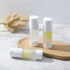 Longway airless pump bottle frosted pack highlights hygienic dispensing for cosmetics.