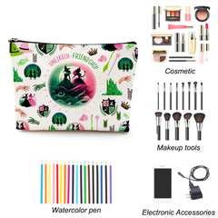 LONGXIN Witch Merch makeup bag showcases double-sided colorful graphics for playful style.