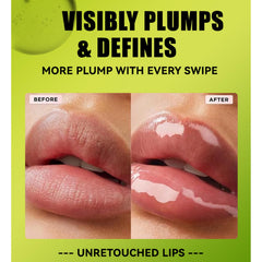 Loobexery lip gloss pink bottle demonstrates vibrant color with smooth non-sticky feel