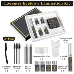 Lookmee eyebrow lamination kit 3D natural brow application shows fuller, well-defined arches.