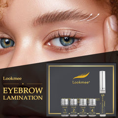 Lookmee eyebrow perming lotion application demonstrates even coverage for a lifted, natural look.