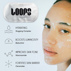 LOOPS DREAM SLEEP hydrogel texture closeup showing cooling, hydrating interface