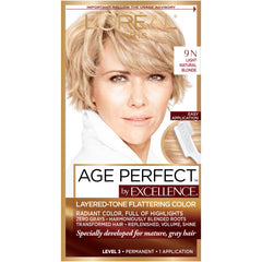 L'Oreal Paris Age Perfect 9N kit box and bottle for gray coverage