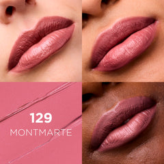 L’Oréal Paris Colour Riche Montmartre lipstick swatch demonstrates satin finish and moisturizing formula