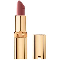 L'Oreal Paris Colour Riche Satin Lipstick tube closeup showing rich color payoff.