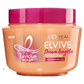 L'Oreal Paris Elvive Dream Lengths hair mask bottle close-up highlighting nourishing formula for longer, shinier hair.