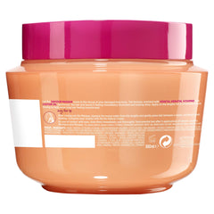 L'Oreal Paris Elvive Dream Lengths hair mask damaged hair before-after close-up shows rescue of lengths.