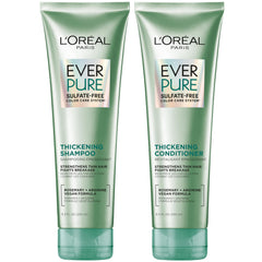 L'Oreal Paris EverPure thickening shampoo bottle shows color-safe fuller hair benefits