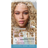 L'Oreal Paris Feria 100 Pure Diamond shade swatch showing platinum blonde glow for at-home color