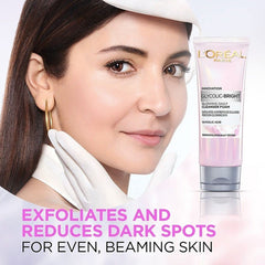 L'Oreal Paris Glycolic Bright foaming close-up showing exfoliation for dullness reduction