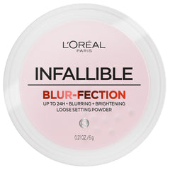 L'Oreal Paris Infallible Blur-fection powder compact close-up showing blur and brightening