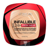 L’Oréal Paris Infallible Fresh Wear powder Linen compact for matte finish and oil control.