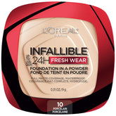 L'Oreal Paris Infallible Fresh Wear foundation powder porcelain compact shows a long-lasting matte finish.