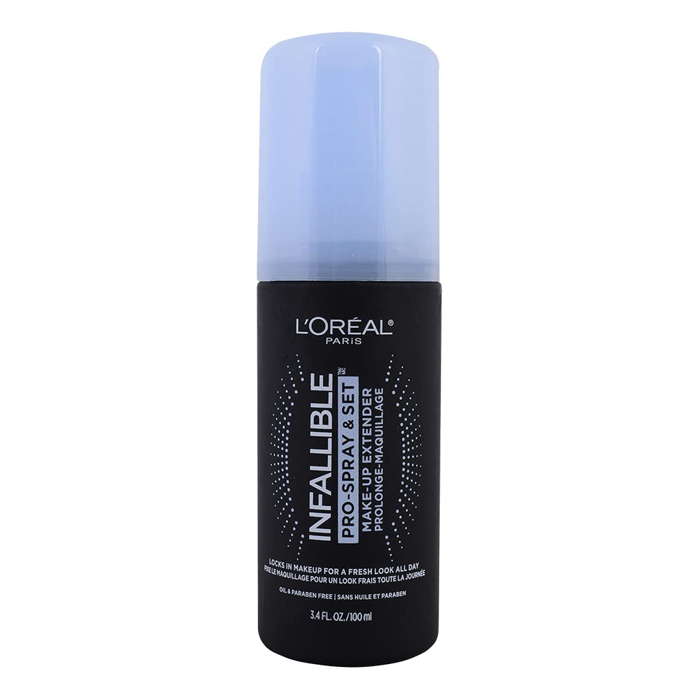 L'Oreal Paris Infallible Pro-Spray bottle locks in makeup for all-day wear.