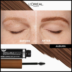L'Oreal Paris brow mascara with 3D micro-grip brush delivers added volume.
