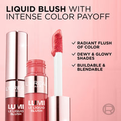 L'Oreal Paris Lumi Le Liquid Blush dispense dots shows easy application and buildable color