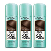 L'Oreal Paris Magic Root Cover Up bottle in action for instant gray coverage