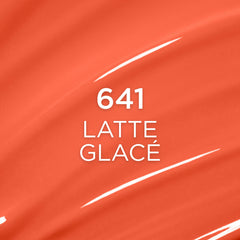 Close-up of Latte Glace 641 lip oil on lips showing instant color and shine.