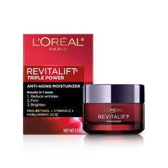 L'Oreal Paris Revitalift Triple Power bottle signaling firming potential for daily use.