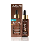 L'Oreal Paris Sublime Bronze drops bottle showcasing fragrance-free facial tanning.