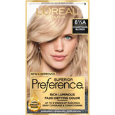 L'Oreal Paris Superior Preference Champagne Blonde 8.5A box shows luminous color and packaging.