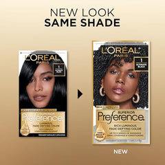 L'Oreal Paris Superior Preference Ultimate Black 1 color gel close-up highlights vibrant coverage