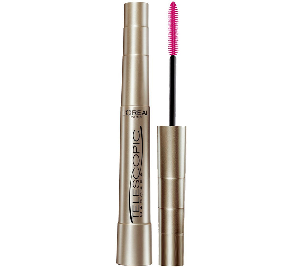 L'Oreal Paris Telescopic dual-precision brush close-up shows lengthening and lash separation.