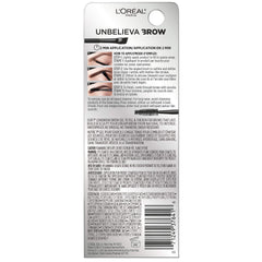 L'Oreal Paris Unbelieva-Brow wand applying waterproof tint onto brow hairs.