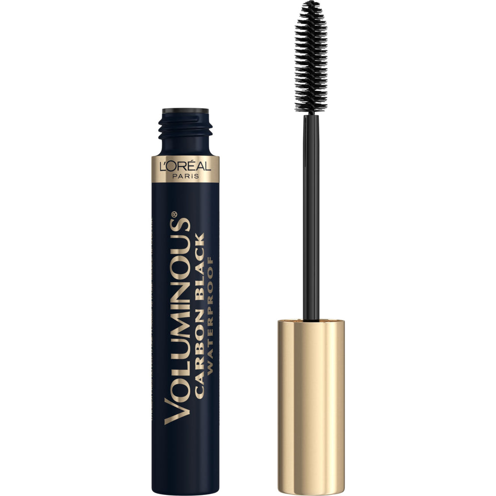 L'Oreal Paris Voluminous mascara bottle closeup with carbon black pigments for dramatic lashes