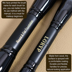 LORYP blush-highlighter brush angled design enables precise cheek color.
