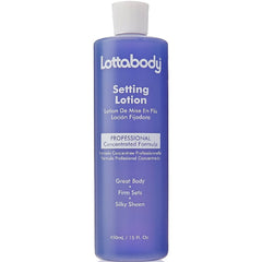 Lottabody Setting Lotion bottle shows glossy shine for sleek, polished hair