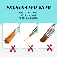 LOUINSTIC gel-glitter-residue-dissolution-cleaner dissolves residue to refresh bristles.