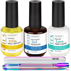 LOUINSTIC Gel Polish Remover bottle shines, enabling quick, non-acetone gel polish removal at home.