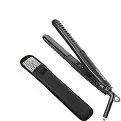 LOVANI mini flat iron travel size front view for quick, hotel-ready styling on the go.
