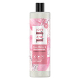 Love Beauty and Planet rose-water-niacinamide body wash bottle with rich lather